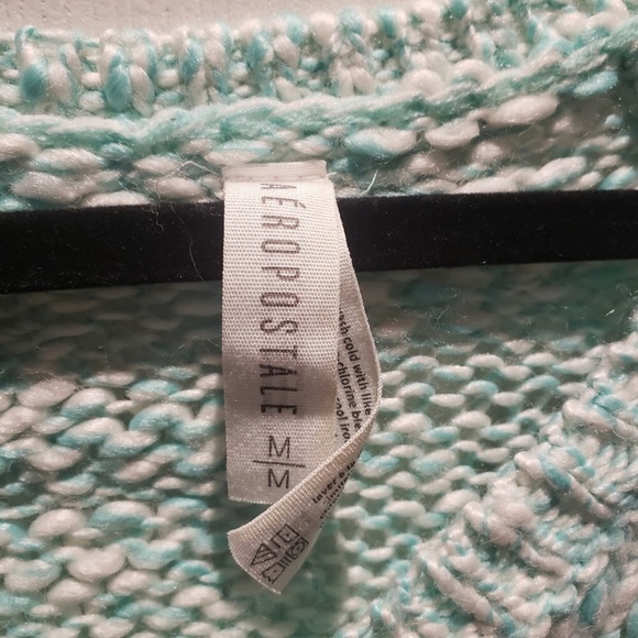 Aeropostale Size Medium Mint Green White Knit V-Neck Sweater - Picture 9 of 11